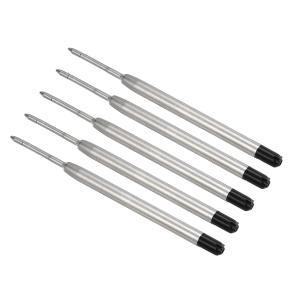 Uxcell 1mm Pen Ink Refills, 5 Pcs 3.9" Ballpoint Refill Medium Point Metal Compatible Replaceable Replacement for Retractable Pen Writing Office, Black