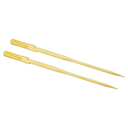 Uxcell 1mm Test Probe Pins, 2Pcs Copper Multimeter Test Extention Long Probe Pin Tip Needle, Gold