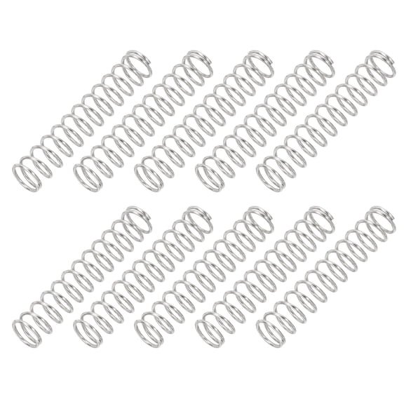 Uxcell 1mm Wire Dia x 10mm OD x 50mm L Compression Spring, 304 Stainless Steel Mechanical Extension Small Springs 10 Pcs