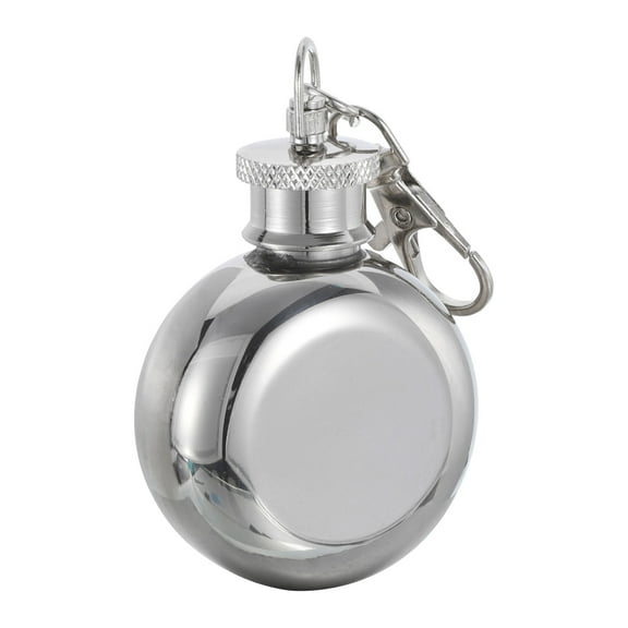 Uxcell 1oz 30ml Stainless Steel Round Hip Flask for Camping Hiking Outdoor Activity, Silver
