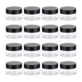 thumbnail image 1 of Uxcell 1oz Plastic Round Jars with Black Ribbed Lids, Clear, 16 Pcs, 1 of 7