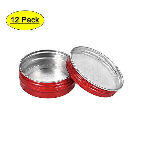 Uxcell 1oz Screw Top Lid Round Cans Tin Containers Aluminum Red 12 pcs