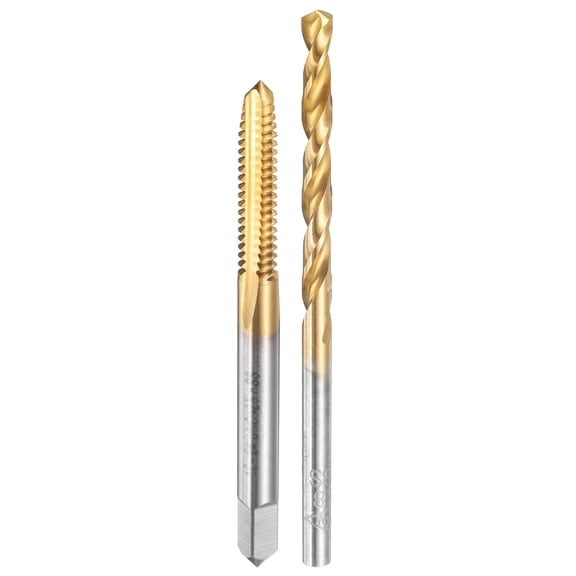 Uxcell 1pcs 10-24 UNC Straight Flute Thread Tap 1pcs 3.8mm Drill Bit Ti-Coated Set