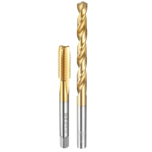 Uxcell 1pcs 5/16-24 UNF Straight Flute Thread Tap 1pcs 6.9mm Drill Bit Ti-Coated Set