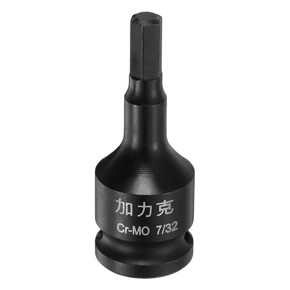 Uxcell 1pcs 7/32" Impact Hex Bit Socket 3/8" Drive SAE Impact Bit Socket, 50mm/1.97" Length CR-MO Steel Hex Screwdriver Adapter for Ratchet Wrenches Impact Drivers Head Drill
