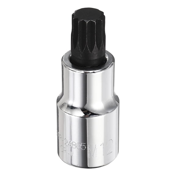 Uxcell 1pcs M12 Triple Square Bit Socket 10mm Metric Tip 1/2" Drive 2" (55mm) Long CR-V Steel Double Hex Screw Driver Drill Bit Socket Wrench for Triple Square Head Screws Bolts, Black