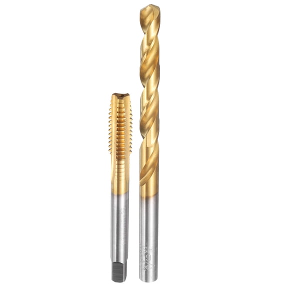 Uxcell 1pcs M8 x 1.5 Straight Flute Thread Tap 1pcs 6.5mm Drill Bit Ti-Coated Set
