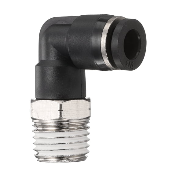 Uxcell 1pcs Push to Connect Fittings 1/2" to NPT1/8 Male Plastic Elbows Fitting Black