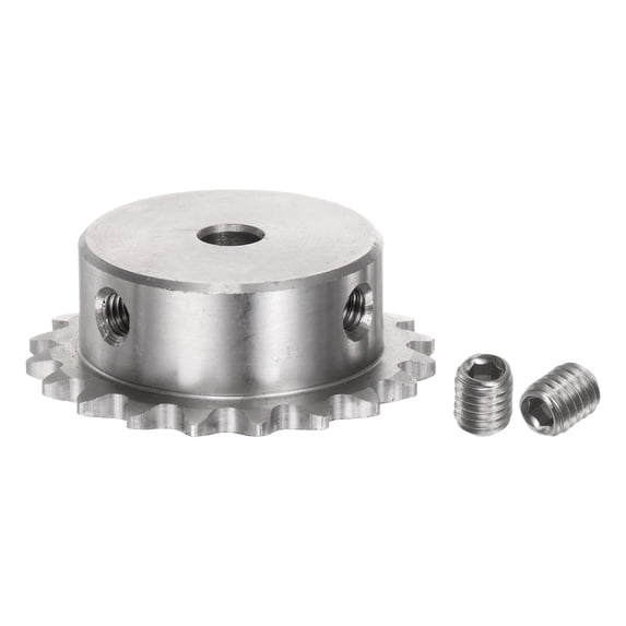 Uxcell 1pcs Sprocket Type B Hub 6.35mm Bore, 1/4-Inch Pitch, 20 Teeth Stainless Steel Single Strand Roller Sprocket