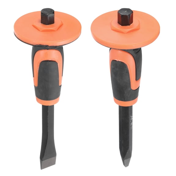 Uxcell 1set Masonry Chisel 9.8"/11.10" with Hand Guard Flat Pointed Head Chisel with Hand Protection Concrete Chisel