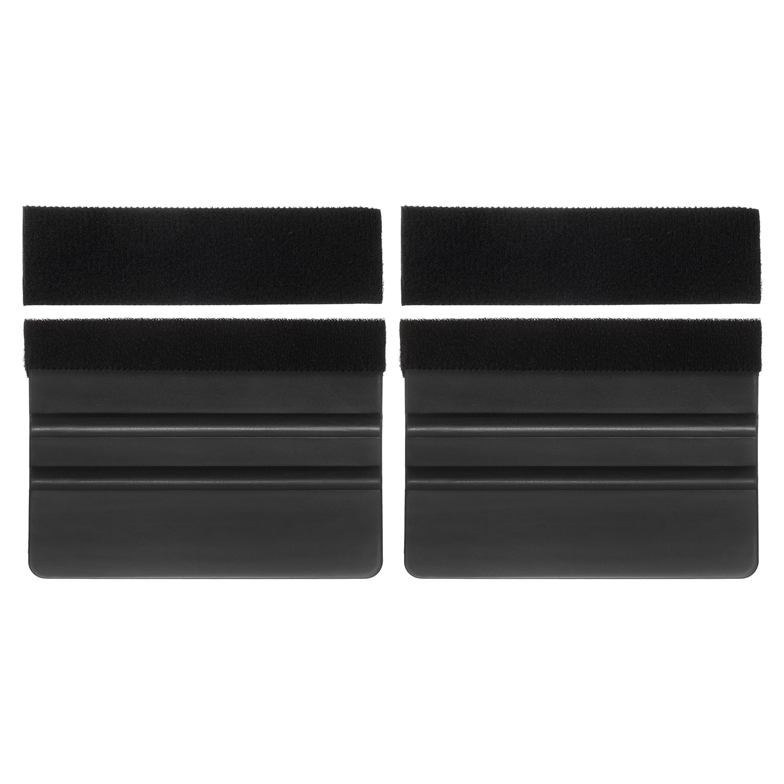 Uxcell 1set Vinyl Squeegee Felt Edge 4" Squeegee Felt Fabric Vinyl Scraper with Extra Fabric for Car Wallpaper Decal Wallpaper Tool Window Privacy Film Glass Tint DIY Crafts, Black