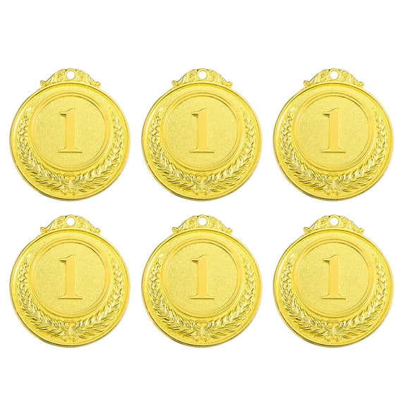 Uxcell 1st Award Medals, Round Flat Metal Medals with Wheat Pattern, Golden 6Pcs