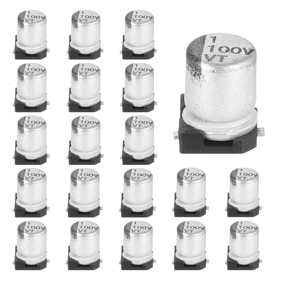 Uxcell 1uF 100V Aluminum Electrolytic Capacitors, Low Impedance Surface Mount Device Electrolytic Capacitor for TV Computer Circuit Board DIY Electronic Projects, 4x5.4mm, 20pcs