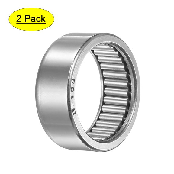 Uxcell 1x1-1/4x1/2" Needle Roller Bearings Full Complement Drawn Cup Chromium Steel Silver Tone 2pcs