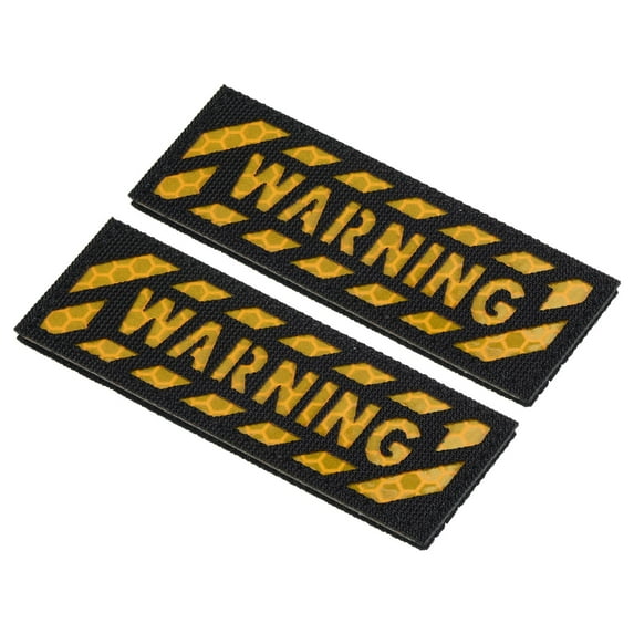 Uxcell 1x3.5" Reflective WARNING Patch Hook and Loop Fastener Badge, Yellow 2 Pack