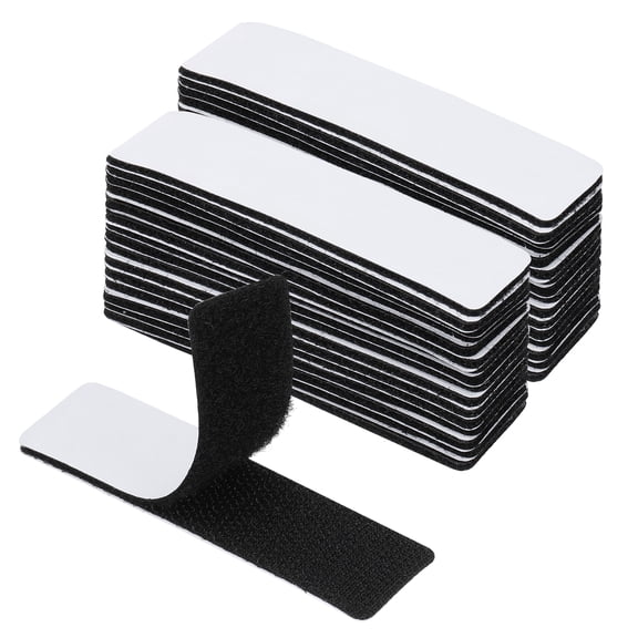 Uxcell 1x3.9 inch Hook and Loop Dots, Nylon Blend Rectangle Self Adhesive Tape Double-Sided Strip 16 Set Black