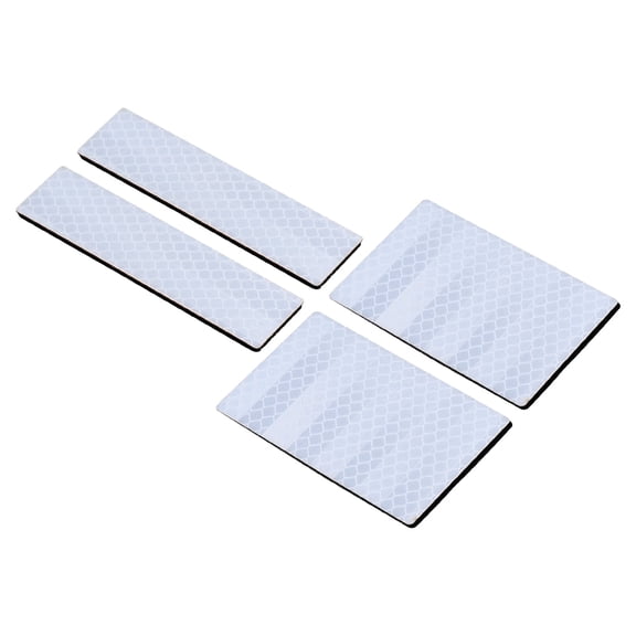 Uxcell 1x4" 2x3" Reflective Patch Hook and Loop Fastener Safety Applique, White 4 Pack