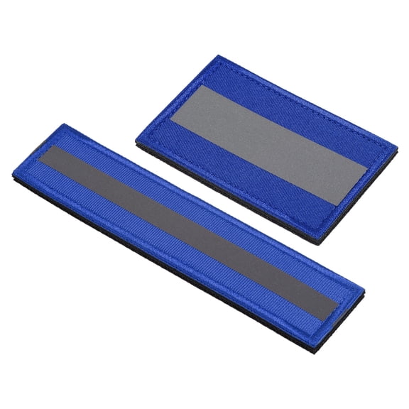 Uxcell 1x6" 2x3" Reflective Patch Hook and Loop Fastener Safety Applique, Blue 2 Pack