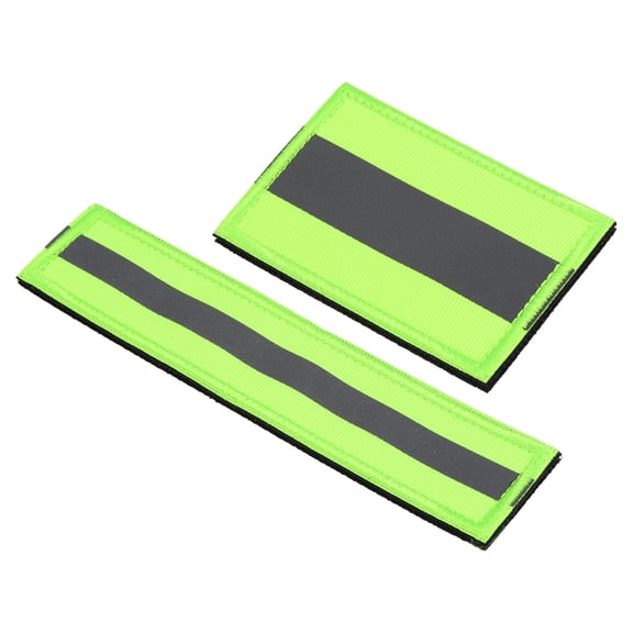 Uxcell 1x6" 2x3" Reflective Patch Hook and Loop Fastener Safety Applique, Green 2 Pack