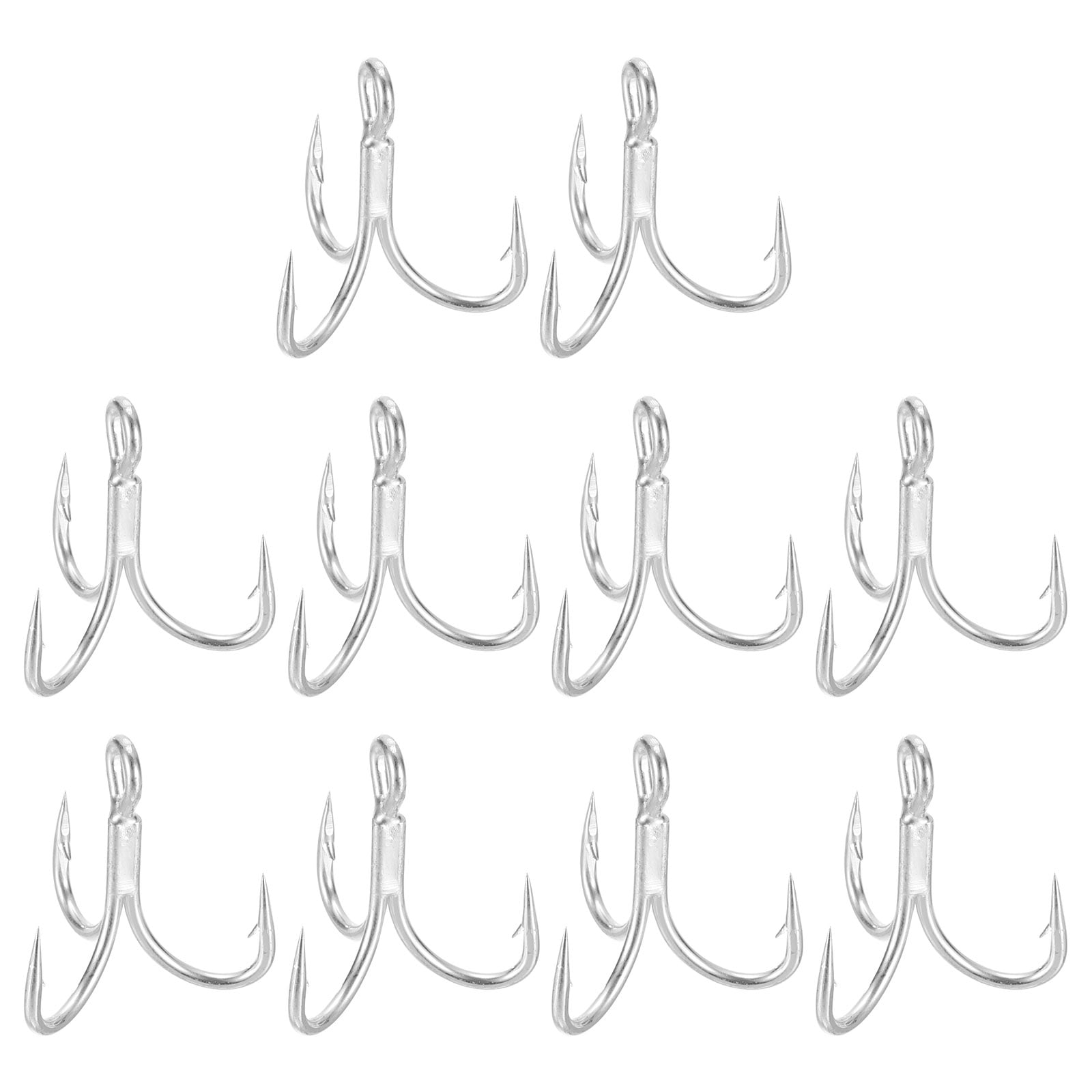 Uxcell 2/0# Fishing Treble Hooks, 4X Strong Treble Fish Hook High Carbon Steel Fishing Hooks for Saltwater,Silver 10Pcs Uxcell 2/0# Fishing Treble Hooks, 4X Strong Treble Fish Hook High Carbon Steel Fishing Hooks for Saltwater,Silver 10Pcs