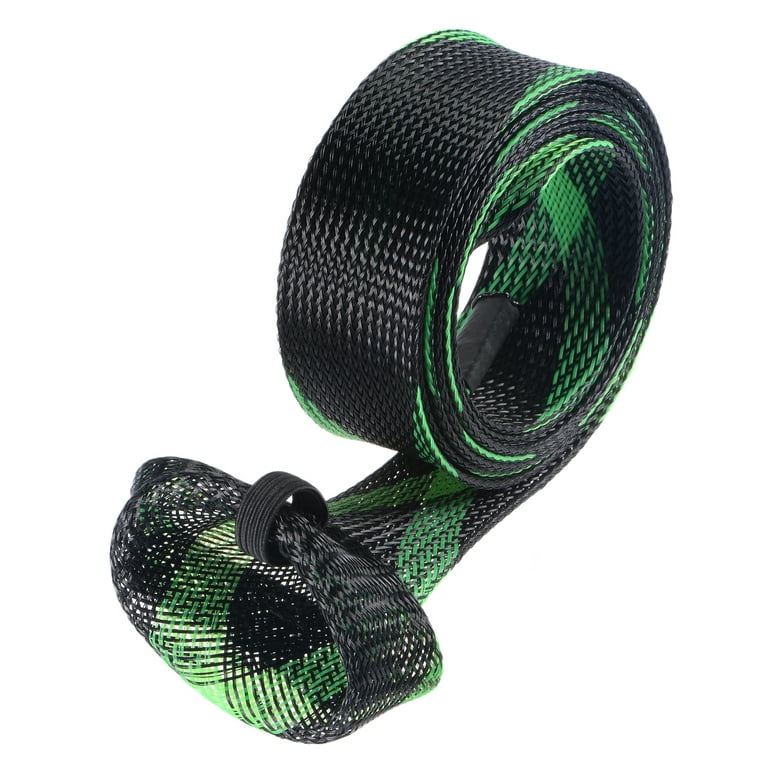 Uxcell 2.02m Black Green Fishing Rod Sleeve Rod Sock Cover Braided