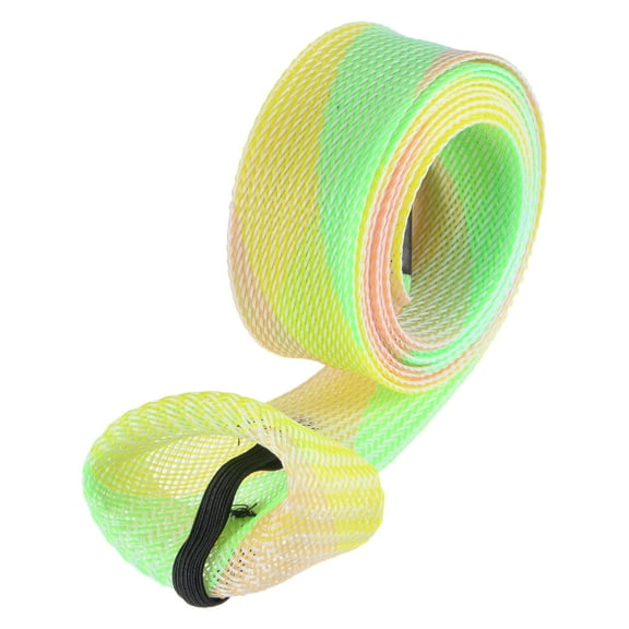 Uxcell 2.02m Yellow Green Fishing Rod Sleeve Rod Sock Cover Braided Mesh Rod Protector 2 Pack