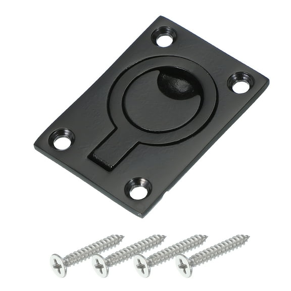 Uxcell 2-1/2"-1-3/4" Flush Pull Ring Handles Square Recessed Door Pull Hidden Boat Hatch Latch,Black