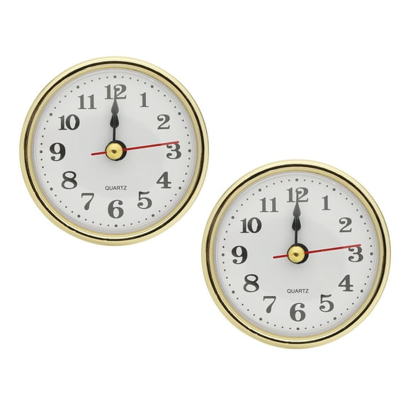 Uxcell 2-1/2 Inch (65mm) Quartz Clock Insert, 2Pcs Arabic Clock Fit 55mm/2.17 inch, Gold Tone