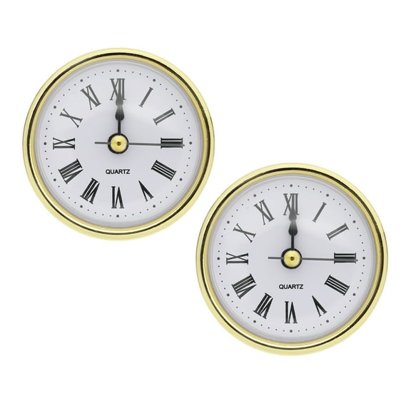 Uxcell 2-1/2 Inch (65mm) Quartz Clock Insert, 2Pcs Roman Clock Fit 55mm/2.17 inch, Gold Tone