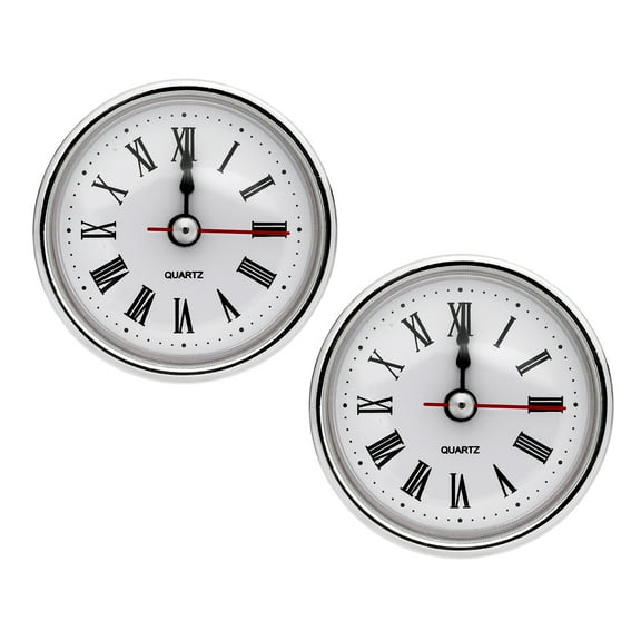 Uxcell 2-1/2 Inch (65mm) Quartz Clock Insert, 2Pcs Roman Clock Fit 55mm/2.17 inch, Silver Tone
