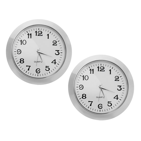 Uxcell 2-1/8 Inch (55mm) Quartz Clock Insert, 2Pcs Arabic Clock Fit 45mm/1.77 inch, Silver Tone