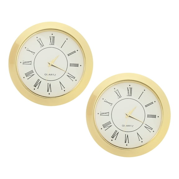 Uxcell 2-1/8 Inch (55mm) Quartz Clock Insert, 2Pcs Roman Clock Fit 45mm/1.77 inch, Gold Tone