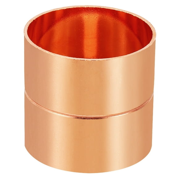 Uxcell 2-1/8 Inch ID Copper Coupling Fittings, Rolled Tube Stop Straight Pipe Fitting Welding Joint for HVAC