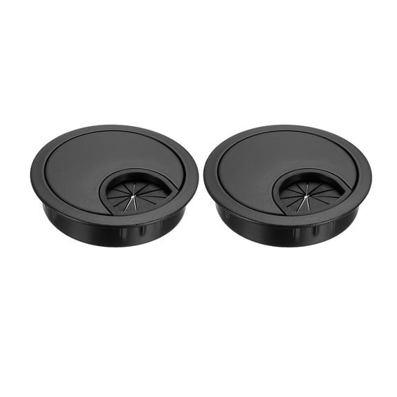 Uxcell 2-1/8 inch Cable Hole Cover Desk Grommet for Wire Organizer Zinc Alloy   Black 2pcs