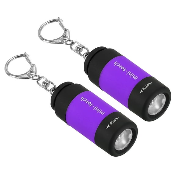 Uxcell 2.1" Mini Rechargeable LED Keychain Flashlight USB Charging 2 Pack Purple