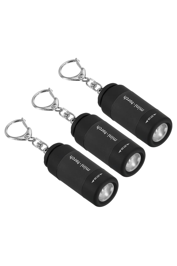 2.1" Mini Rechargeable LED Keychain Flashlight USB Charging 3 Pack Black