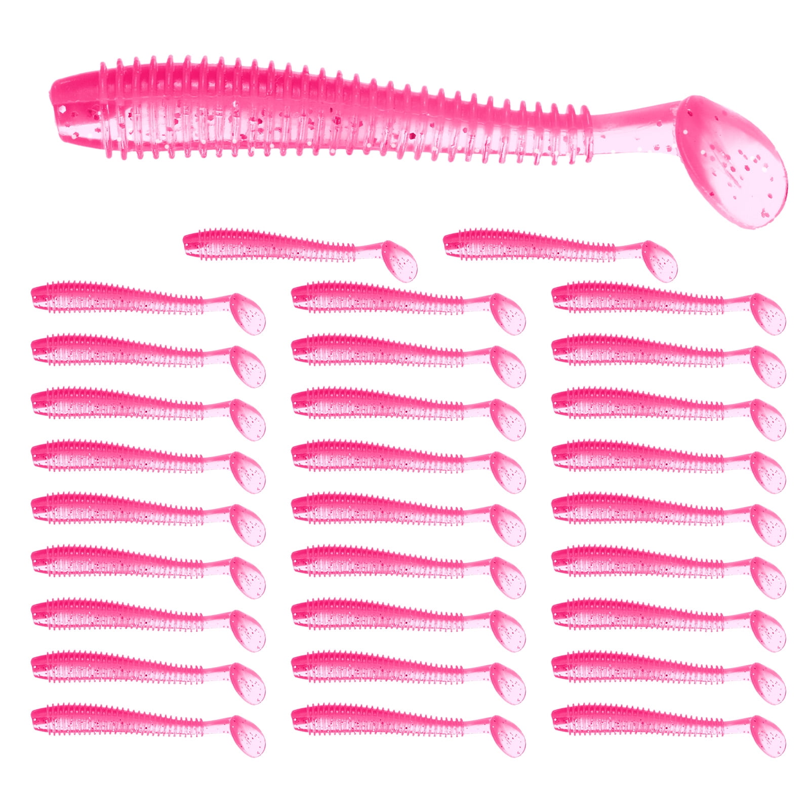 Uxcell 2.17" Soft Fishing Lures [30-Pack] - Paddle Tail Swim Bait - Pink &  Durable ABS Plastic