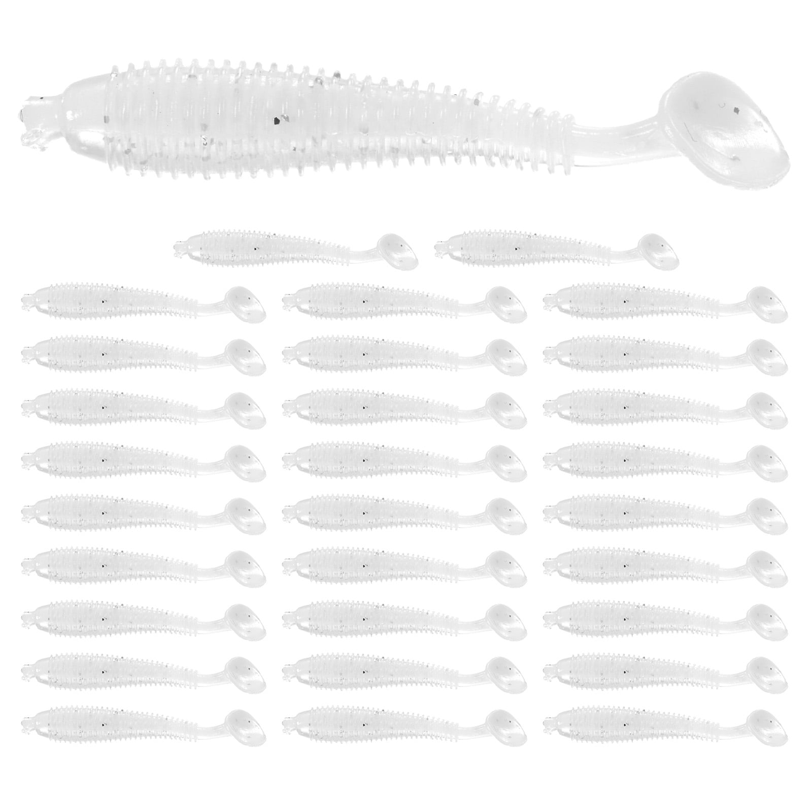 Uxcell 2.17" Soft Fishing Lures [30-Pack] - Paddle Tail Swim Bait - White &  Durable ABS Plastic