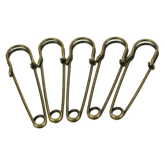 Uxcell 2.17 inch Large Metal Sewing Pins Safety Pins for Office Home Bronze Tone 15 Pack
