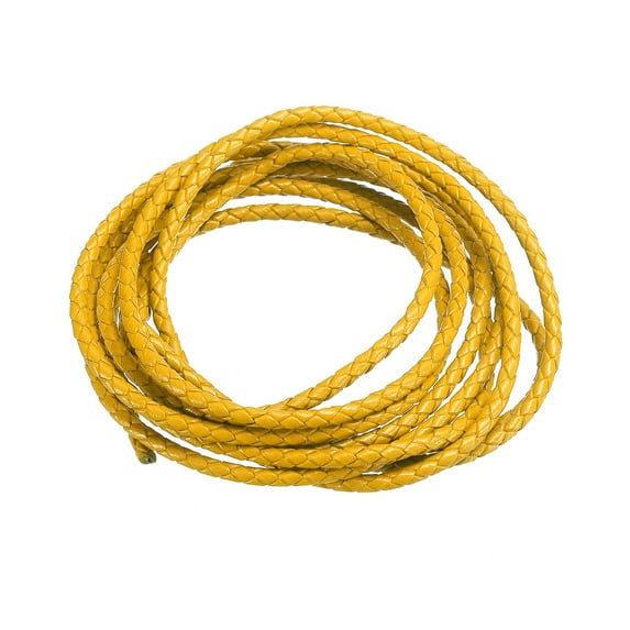 Uxcell 2.19 Yards 3mm Dia Leather Cord Braided String for DIY Crafts, Yellow 1Pack