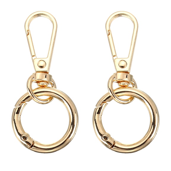 Uxcell 2.2" Swivel Snap Hooks with Key Rings, 2Pcs Double Opening  Metal Lobster Swivel Clasp Clip with O Ring for DIY Crafts Lanyard Making, Gold Tone