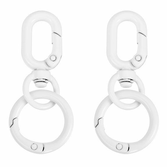 Uxcell 2.2" Swivel Snap Hooks with Key Rings, 2Pcs Double Opening Metal Oval Swivel Spring Clasp Clip with O Ring for DIY Crafts Jewelry Lanyard Making, White