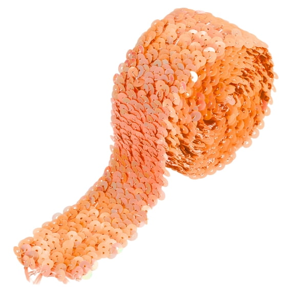 Uxcell 2.2 Yards 2 Inch Elastic Sequins Trim 5 Row Flat Sequin Strip Sequins Fabric Ribbon for Sewing Orange