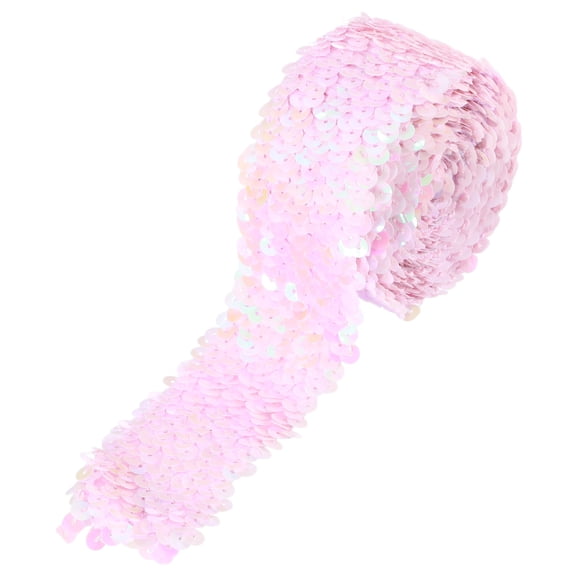 Uxcell 2.2 Yards 2" Elastic Sequins Trim 5 Row Flat Sequin Strip Pink