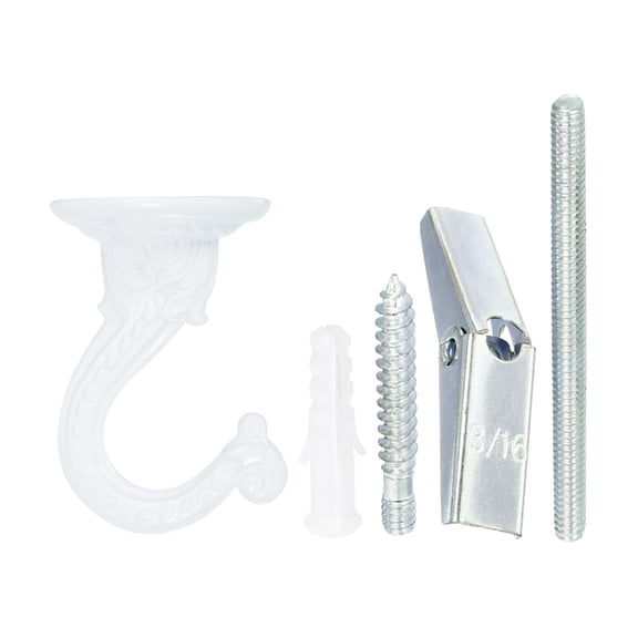 Uxcell 2.2" x 1.5" Ceiling Hook, Ceiling Orchid Swag Hooks with Mounting Hardware, White