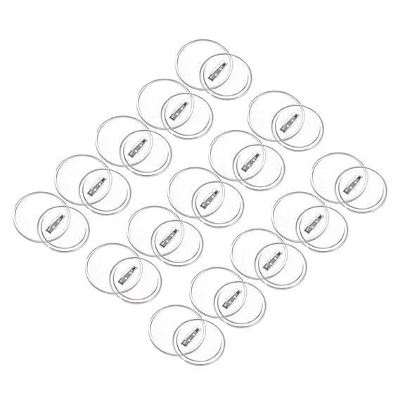 Uxcell 2.28inch Acrylic Button Pin Badge, 25 Set Round Pin Blank Buttons Badges Kit, Clear