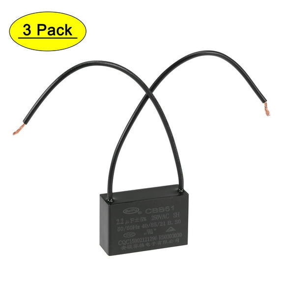 Uxcell 2.2uF 250V AC 2 Wires CBB61 Ceiling Fan Capacitors 3 Pack