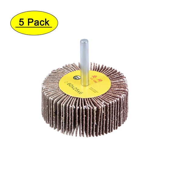 Uxcell 2-3/8 Inch Flap Wheels Shank Mounted Sanding Disc 80 Grits 5 Pack