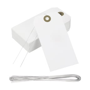 Uxcell 2-3/8" x 4-3/4" Manila Shipping Tags with Wire, 120 Pack Blank Shipping Tags Blank Paper Hang Labels with Reinforced Eyelets for Retail Garage Sale Parts, White