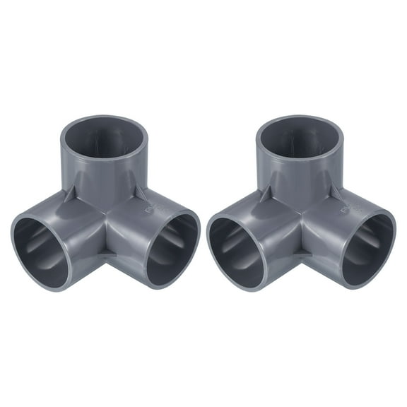 Uxcell 3 Way Elbow Pipe Fittings Pack Joint Coupling Pipe Adapter for Pipe Connection, Gray 2" 2Pcs